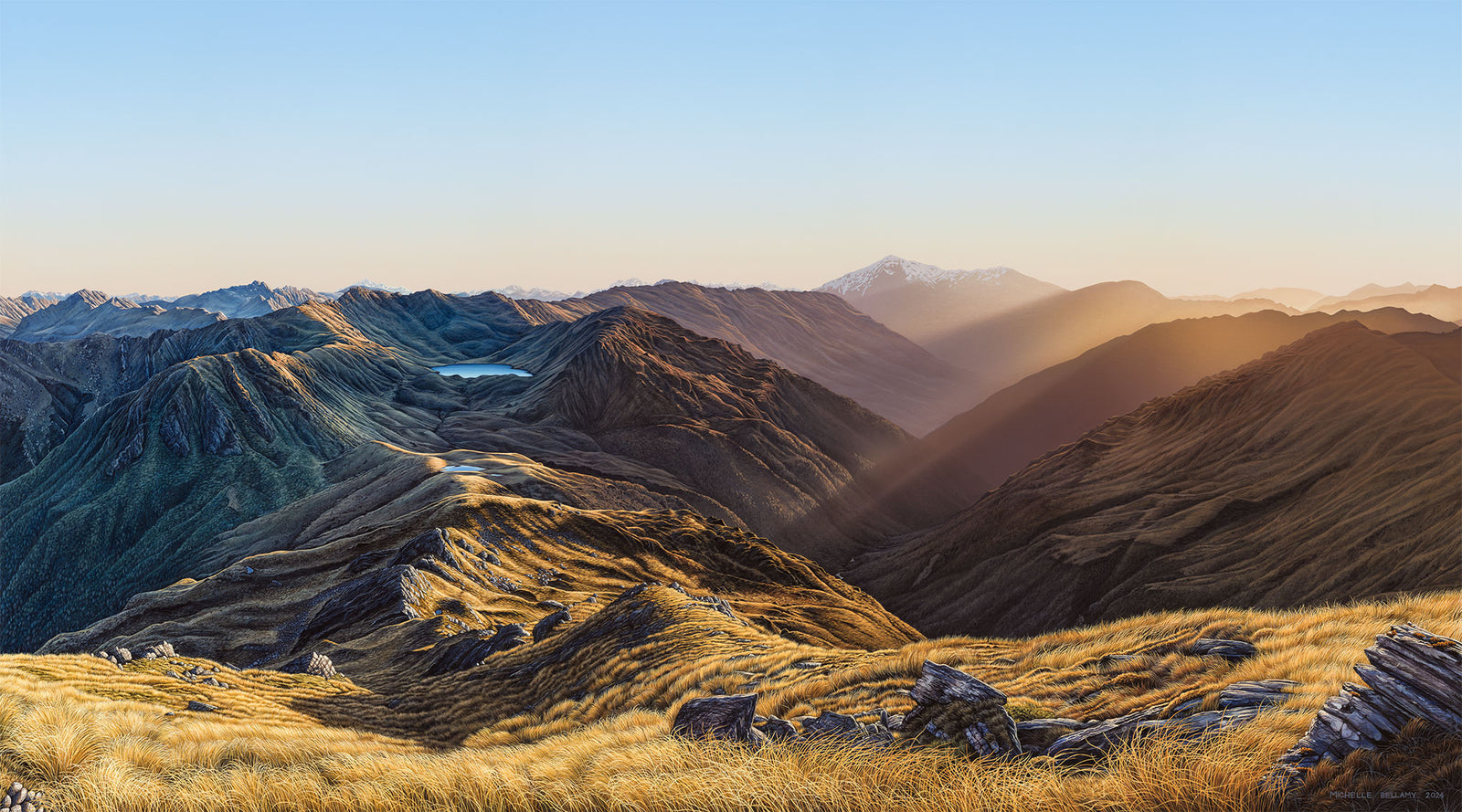 Sundown at Lake Morgan, Mt O'Shanessy, West Coast, New Zealand