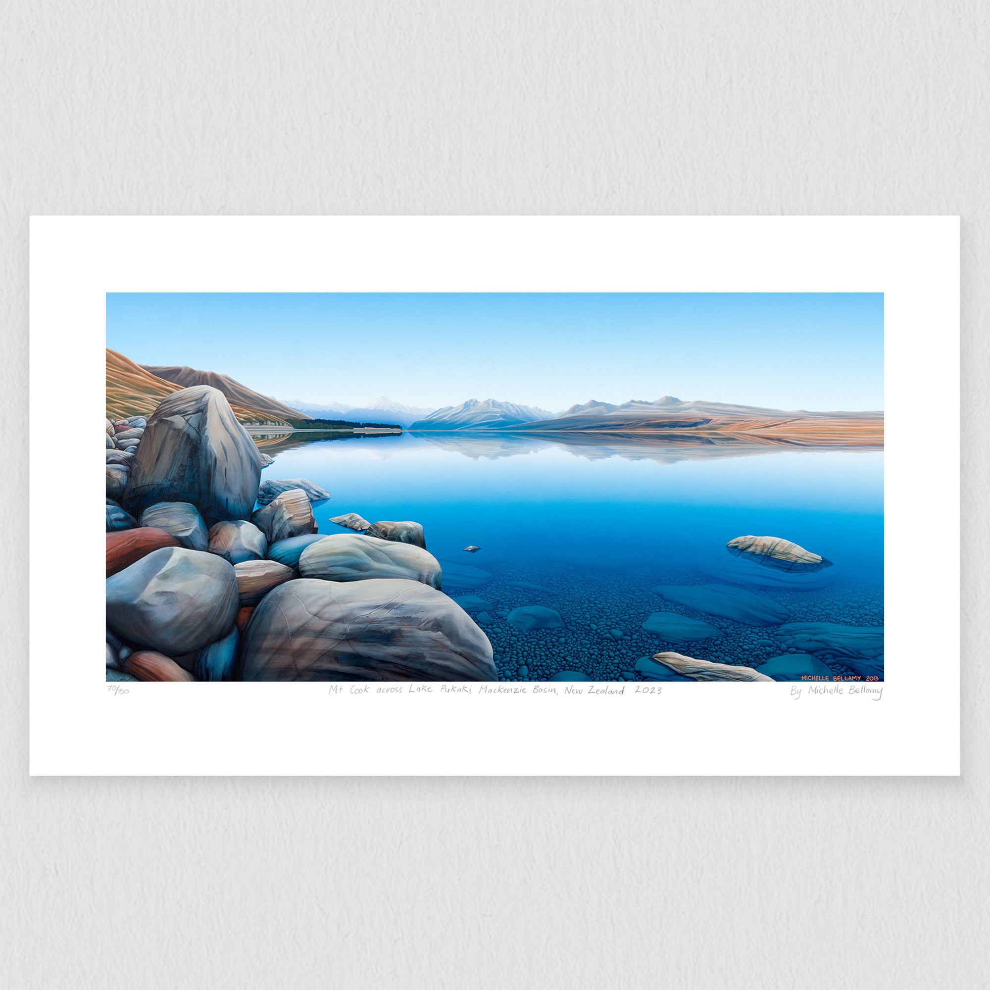 Art print of Lake Pukaki with Mt Cook in the background by NZ artist Michele Bellamy