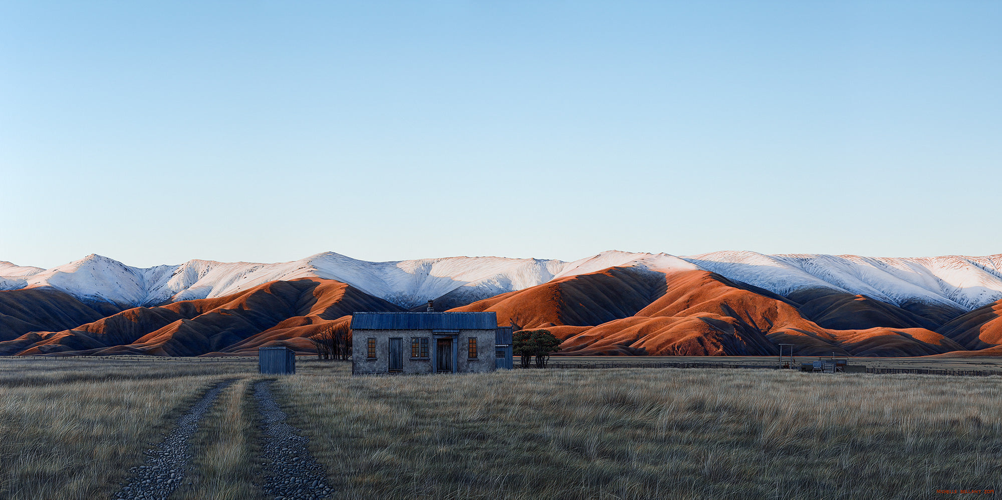 Falling dusk at the Hawkduns, Central Otago. By Nelson, NZ artist Michelle Bellamy.